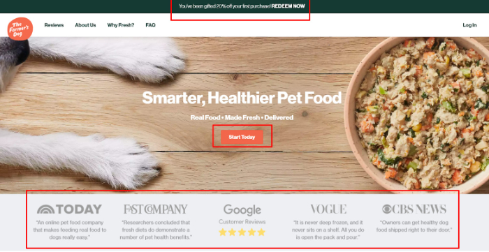 the farmers dog landing page