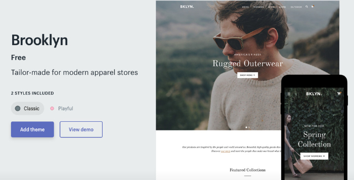 brooklyn a classic shopify theme