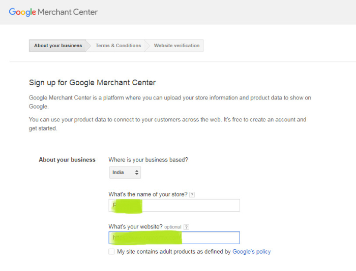 business information required for google merchant center shopify set up