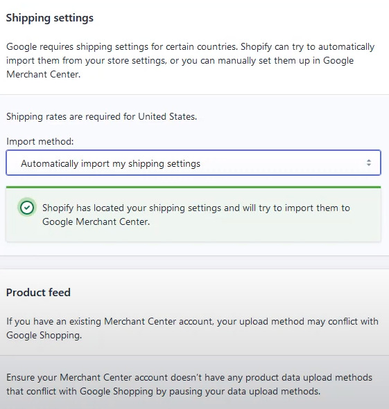 choose the shipping setting 