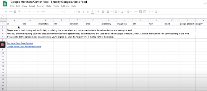 fill out the google sheet