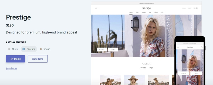 prestige a classic shopify theme