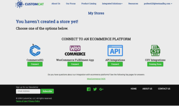 connect your store with customcat print on demand shopify app