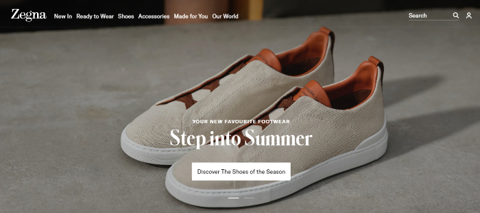 ermenegildo zegna landing page