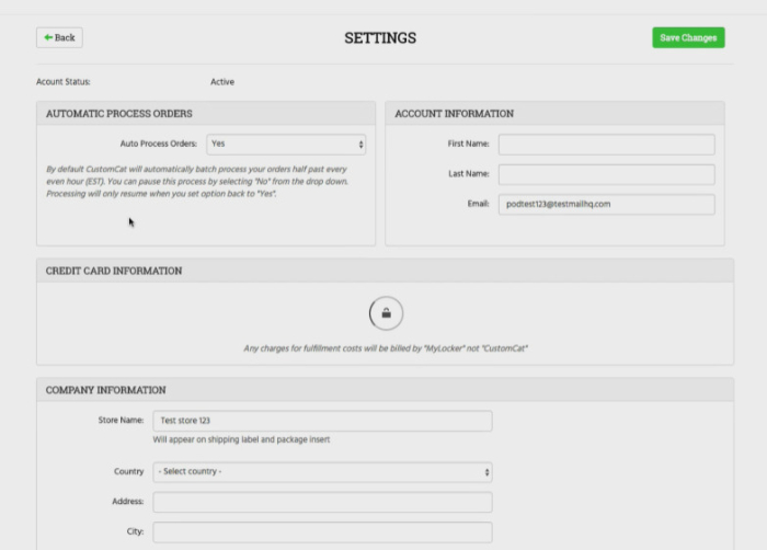 fill in account and billing information