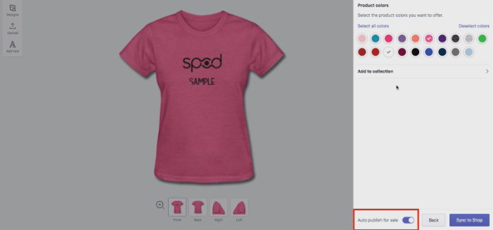 publish the product on store with spod