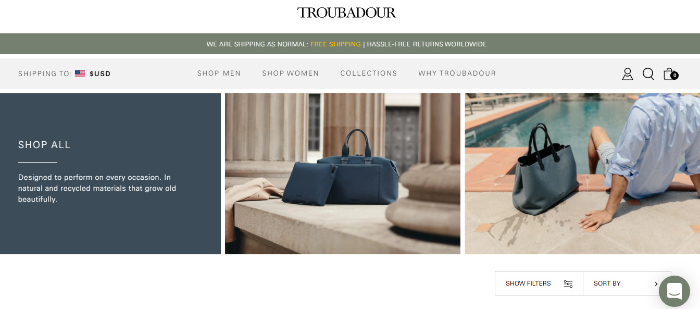 troubadour landing page