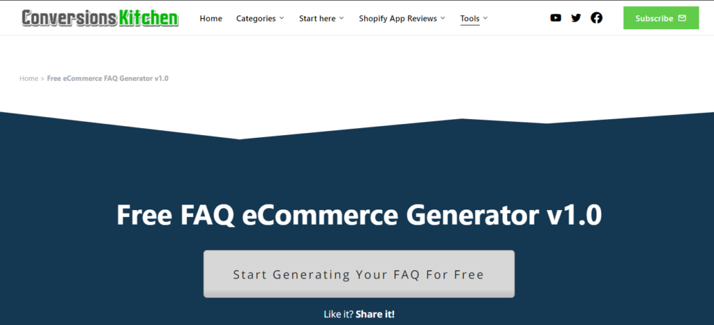 Visit Free eCommerce FAQ Generator