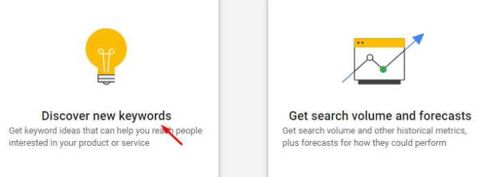 click discover new keywords