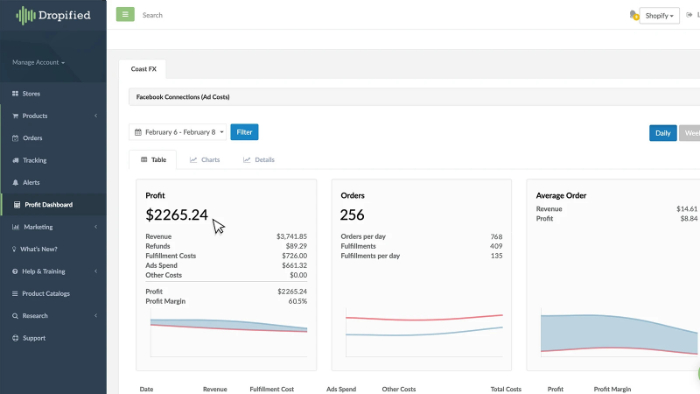 dropified dashboard