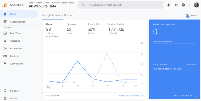 google analytics home