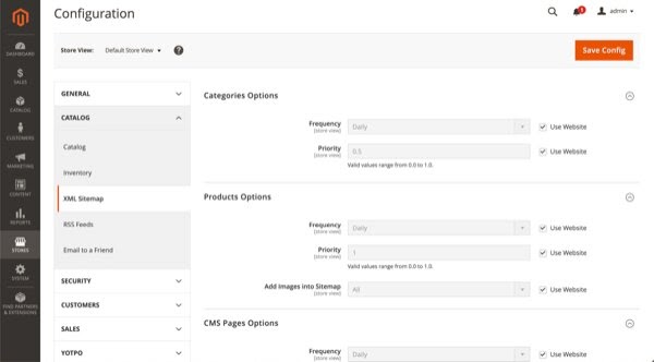 configure xml sitemaps on magento