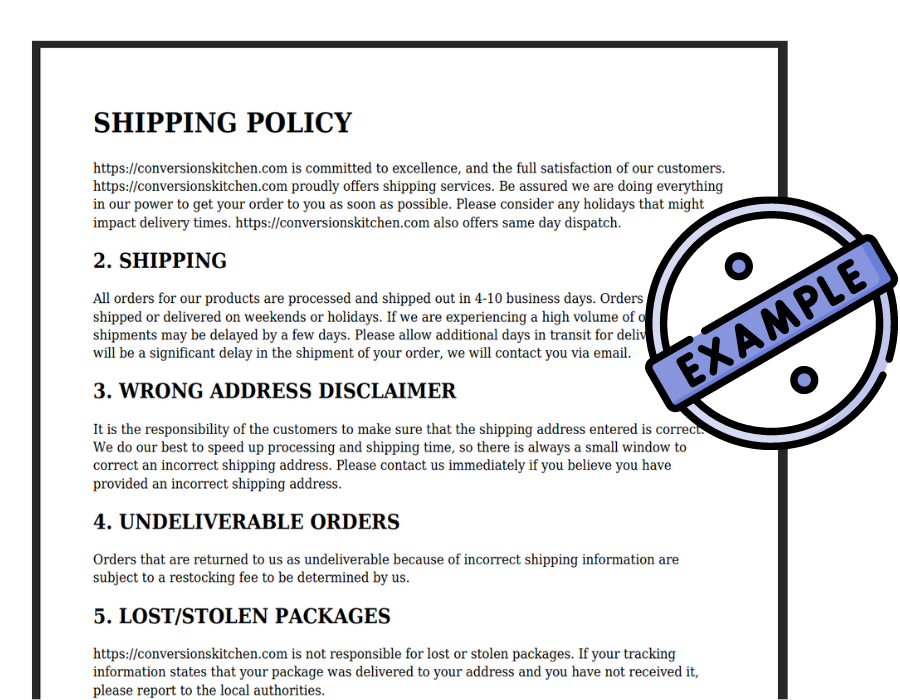 E-WIN Shipping Policy